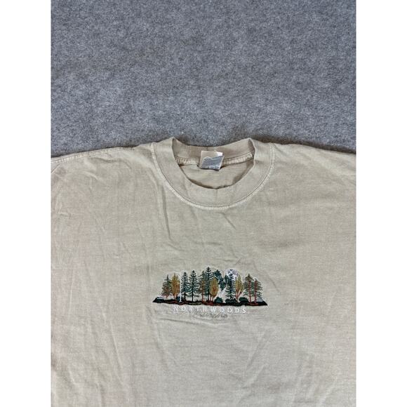 Vintage 90s North Woods Wisconsin Embroidered T Shirt Mens XL Gray Streetwear - Picture 3 of 7